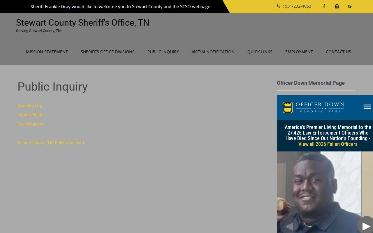 Stewart County arrest lookup public inquiry tools