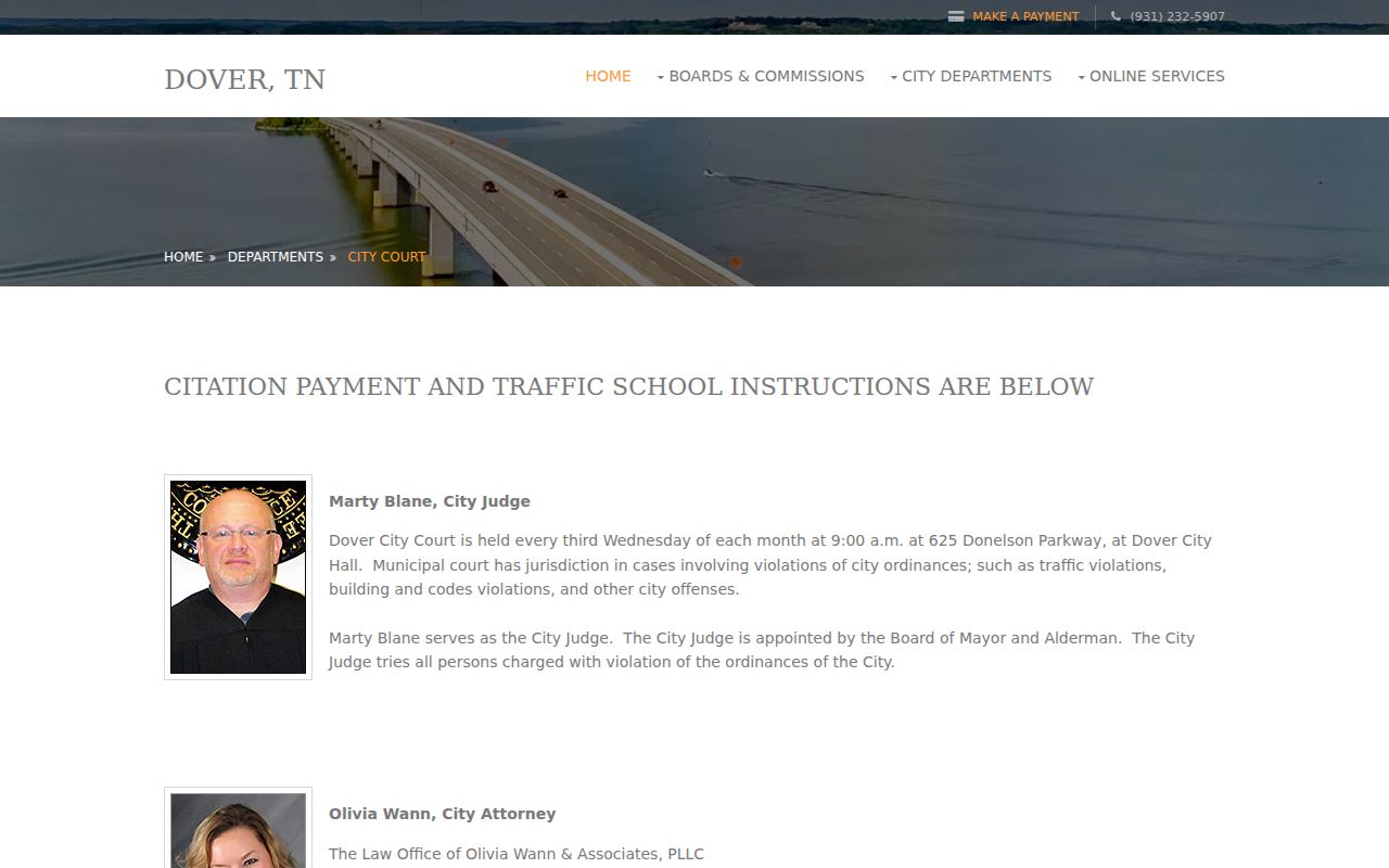 Dover criminal court records page for Dover City Court